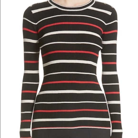 St. John Sweaters - NWT ST. JOHN Caviar Collection Stripe Knit Top XL